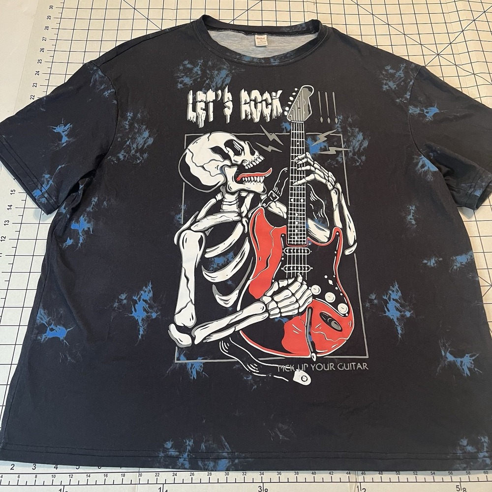 Let's Rock - Pick Up Your Guitar RomWe T-shirt Adult Size Large